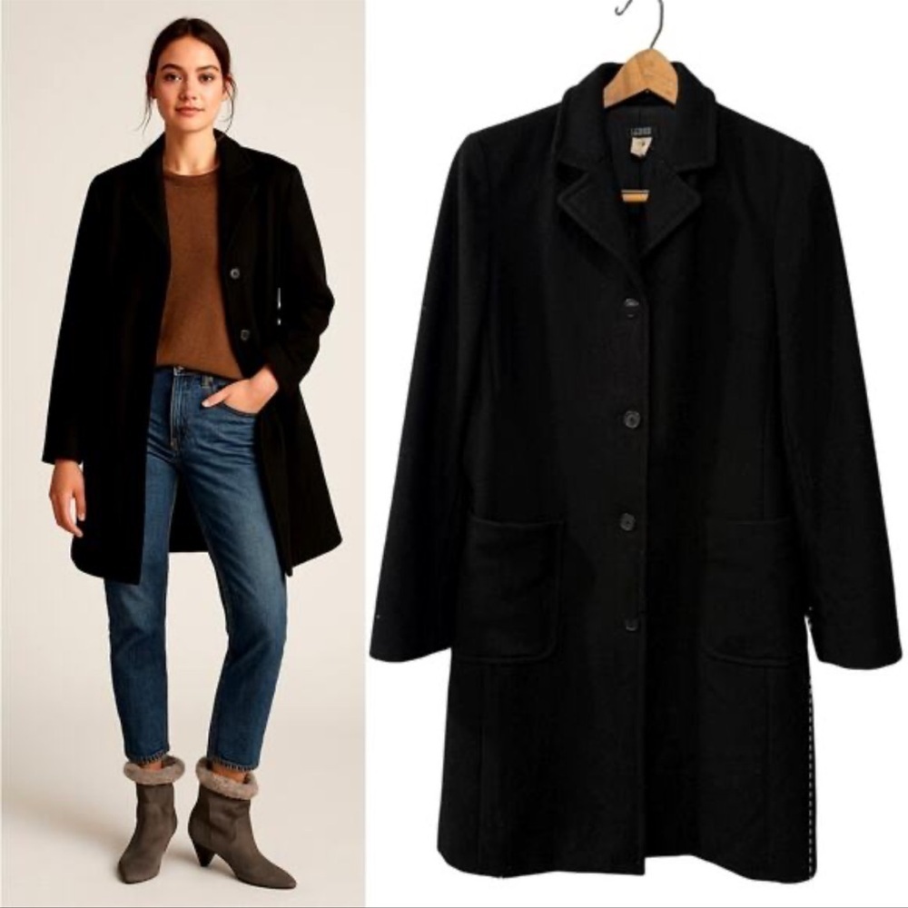 J. Crew Black Parch Pockets Long Wool Coat Sz S